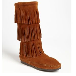 womens wide calf fringe boots